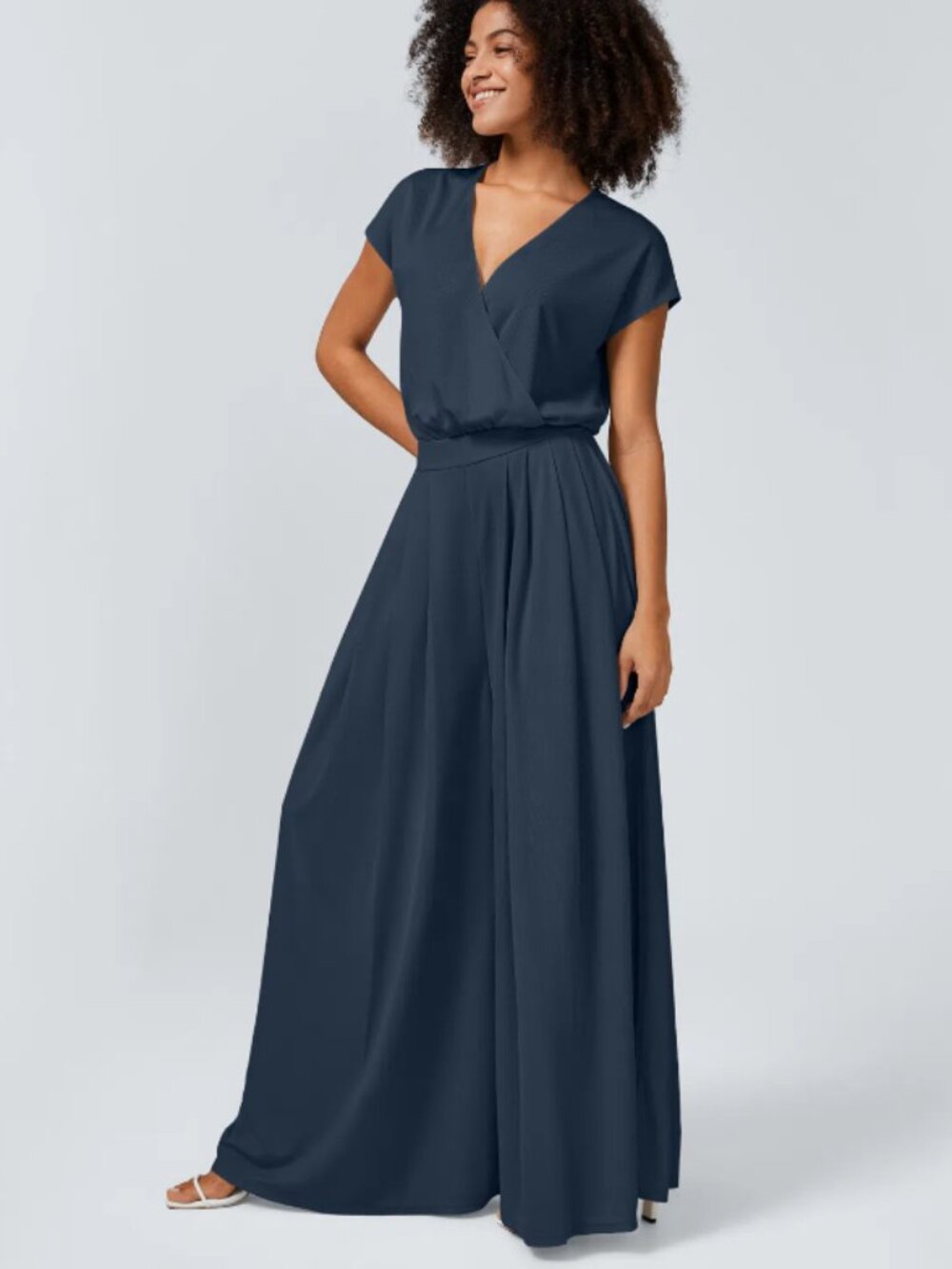 Halara V Neck Waffle Wide Leg Jumpsuit